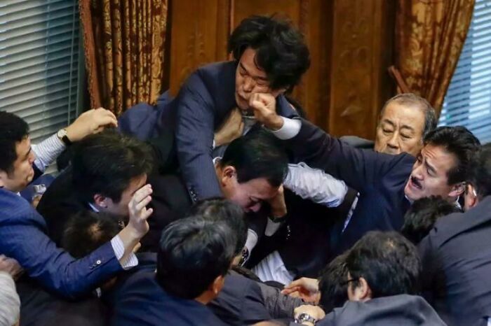 Japanese Parliament Brawls Are A Feast