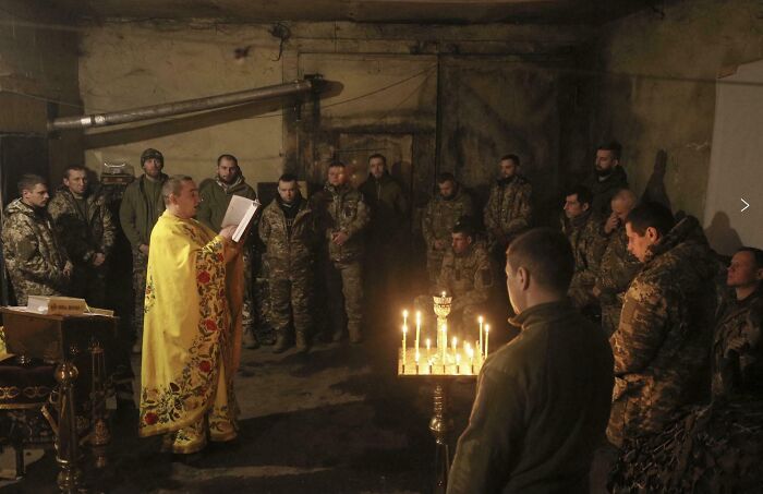 Chaplain Ivan Of The Orthodox Church Of Ukraine Reads A Prayer For Ukranian Servicemen