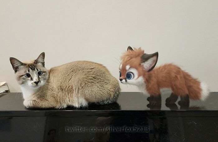 Digital Furry Animal In Real-Life Situation