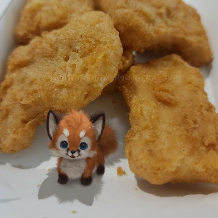 Digital Furry Animal In Real-Life Situation