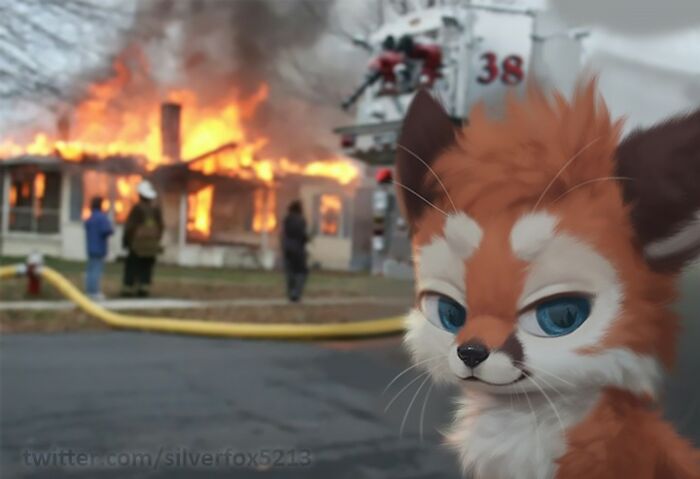 Digital Furry Animal In Real-Life Situation