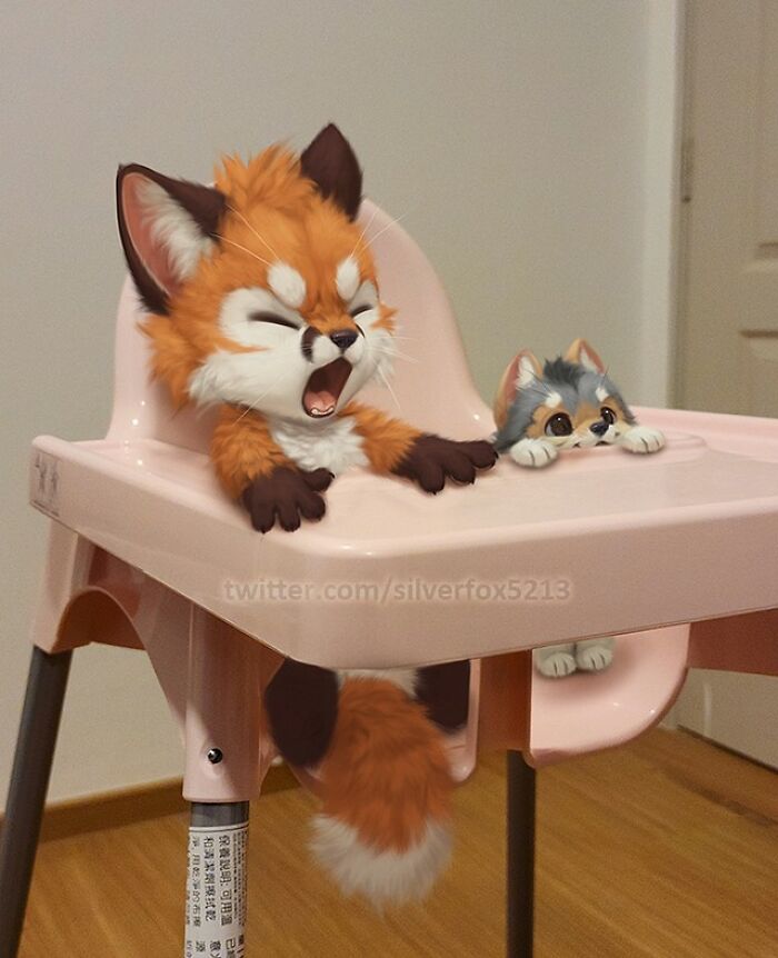 Digital Furry Animal In Real-Life Situation