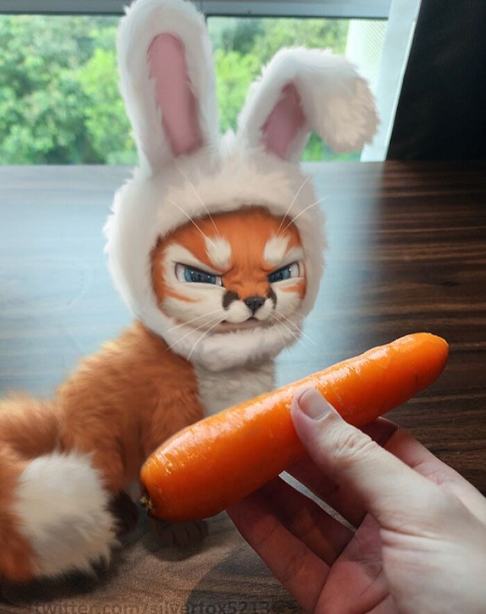 Digital Furry Animal In Real-Life Situation