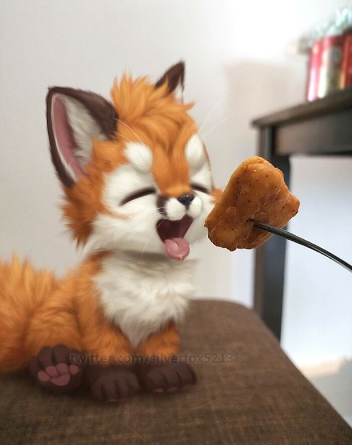 Digital Furry Animal In Real-Life Situation