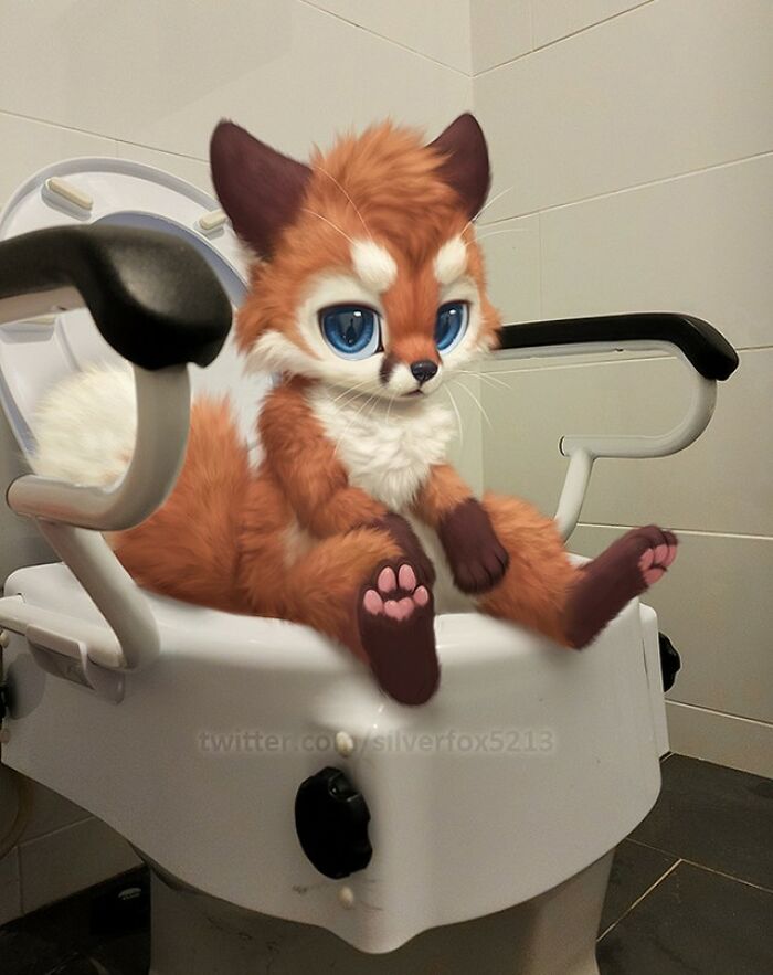 Digital Furry Animal In Real-Life Situation