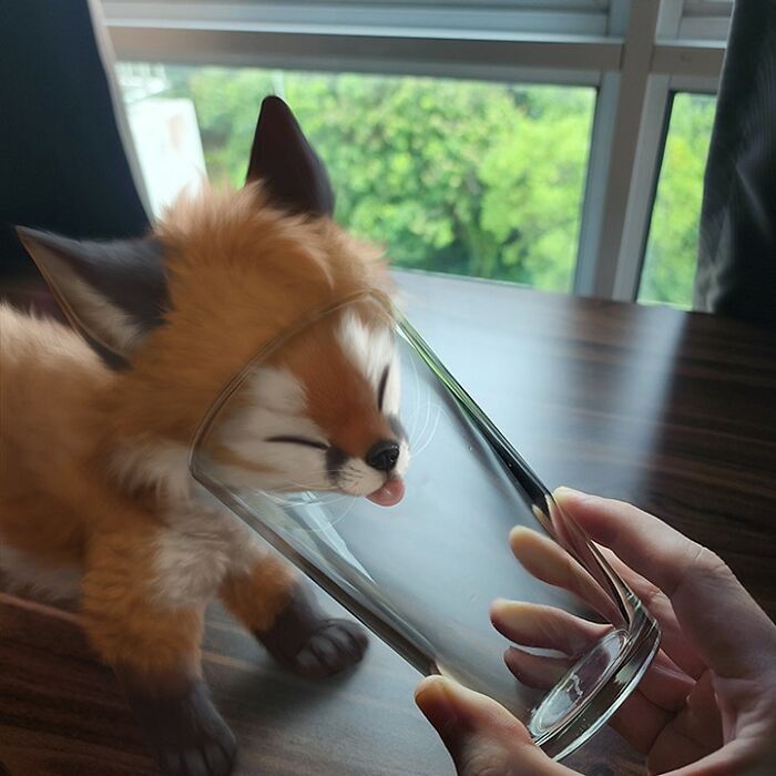 Digital Furry Animal In Real-Life Situation