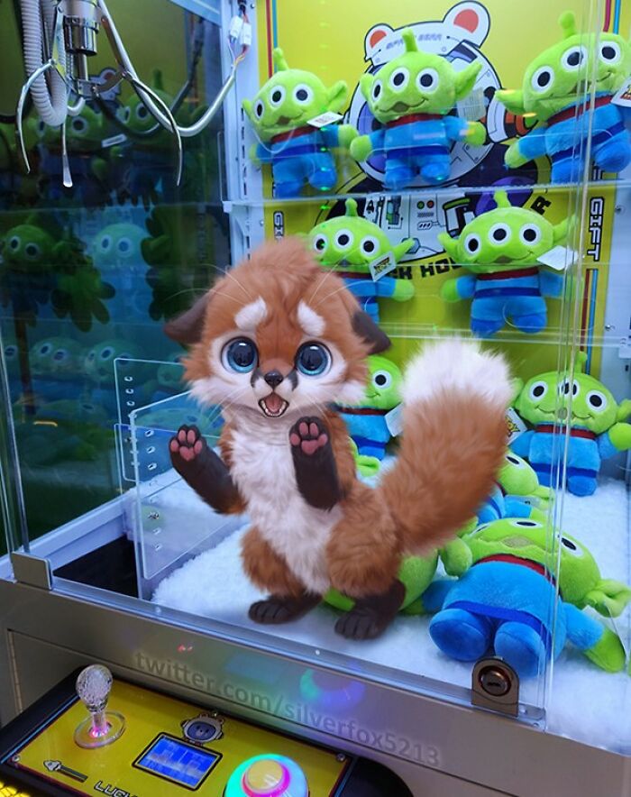 Digital Furry Animal In Real-Life Situation