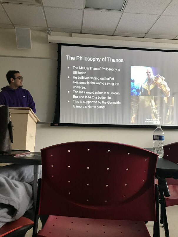 Funny presentation about the philosophy of Thanos