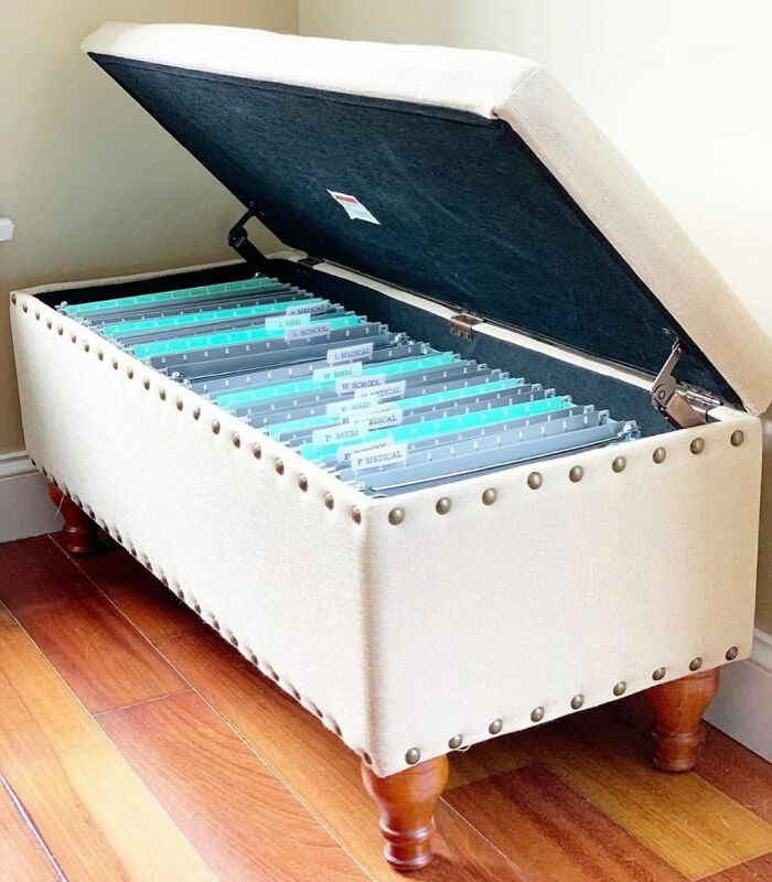 Drop A File Frame In An Ottoman Or Chest And Voilà - Storage Solution That Doubles As A Seat