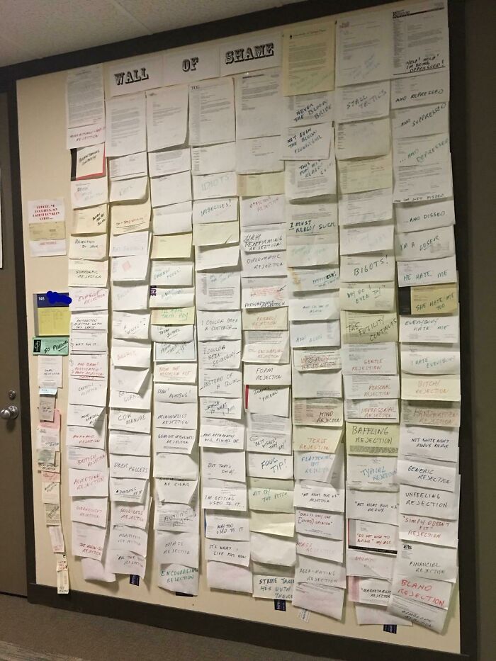 One Of The English Professors At My University Keeps A Wall Of Rejection Letters For The Plays He’s Submitted