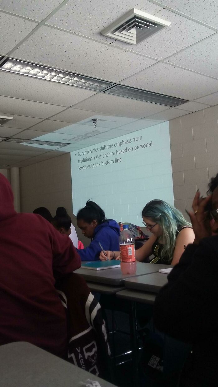 My Professor Projects Power Points On The Ceiling