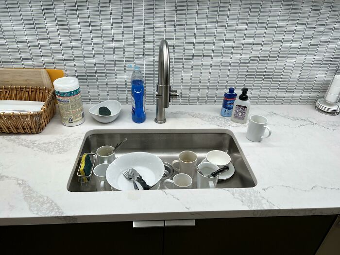 No One Puts Away Dishes In Communal Office Sink