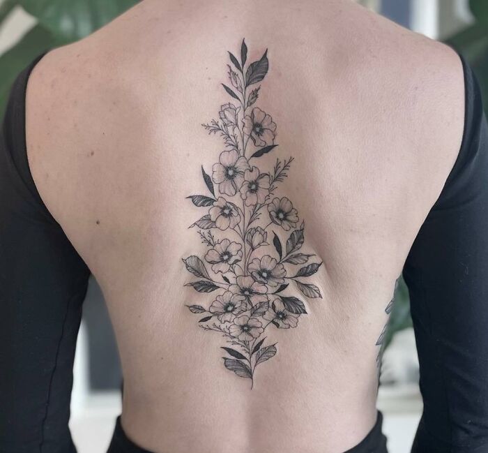 Flowers tattoo on back
