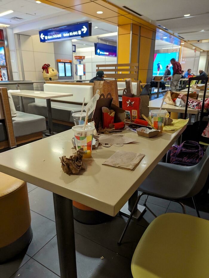 Someone Left Their Table At An Airport McDonald's Like This