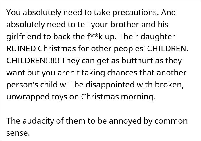 “AITA For Suggesting We Lock Up The Christmas Presents After What My Niece Did Last Year?”