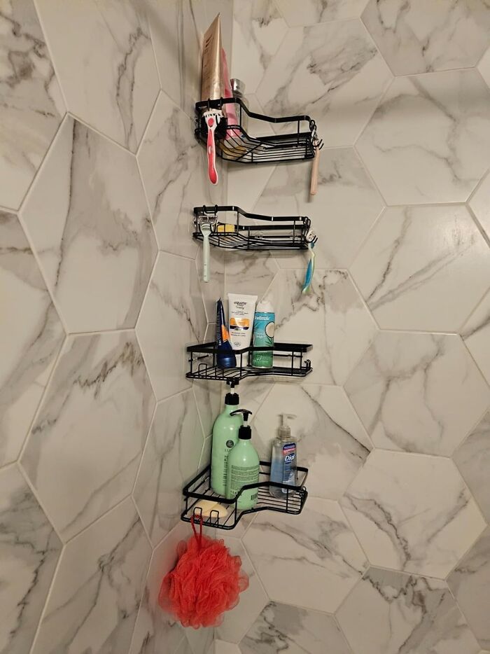 Elevate Your Lather Game: With The Corner Shower Caddy, Suds And Shampoos Have Never Been So Organized - A Shower Rack That's A Cut Above