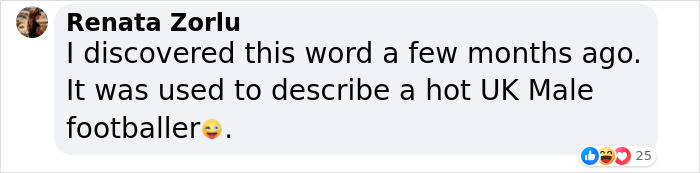 Renata Zorlu's comment about a popular Gen Z word describing a UK male footballer. Renata Zorlu's comment about a popular Gen Z word describing a UK male footballer.
