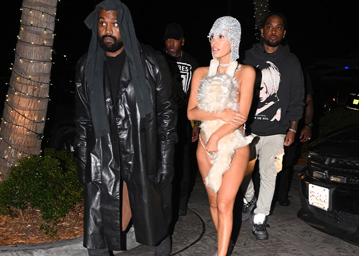 Bianca Censori Makes Heads Turn Again In Miami, Wearing A Tiny Silver String Ensemble With A Fake Cat Bianca Censori Makes Heads Turn Again In Miami, Wearing A Tiny Silver String Ensemble With A Fake Cat