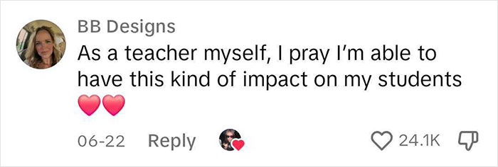 Comment from a teacher wishing to impact students as deeply as teachers' notes. Comment from a teacher wishing to impact students as deeply as teachers' notes.
