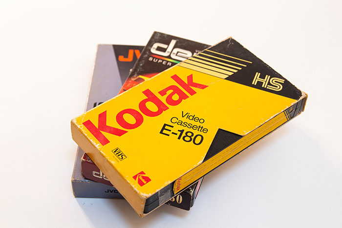 Close-Up Shot of a Kodak VHS Cassette