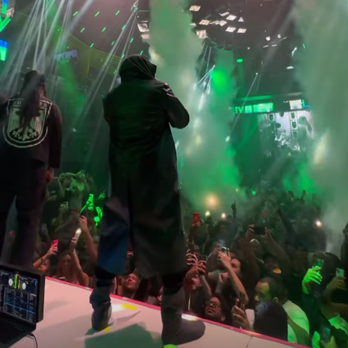 Bianca Censori Makes Heads Turn Again In Miami, Wearing A Tiny Silver String Ensemble With A Fake Cat Bianca Censori Makes Heads Turn Again In Miami, Wearing A Tiny Silver String Ensemble With A Fake Cat