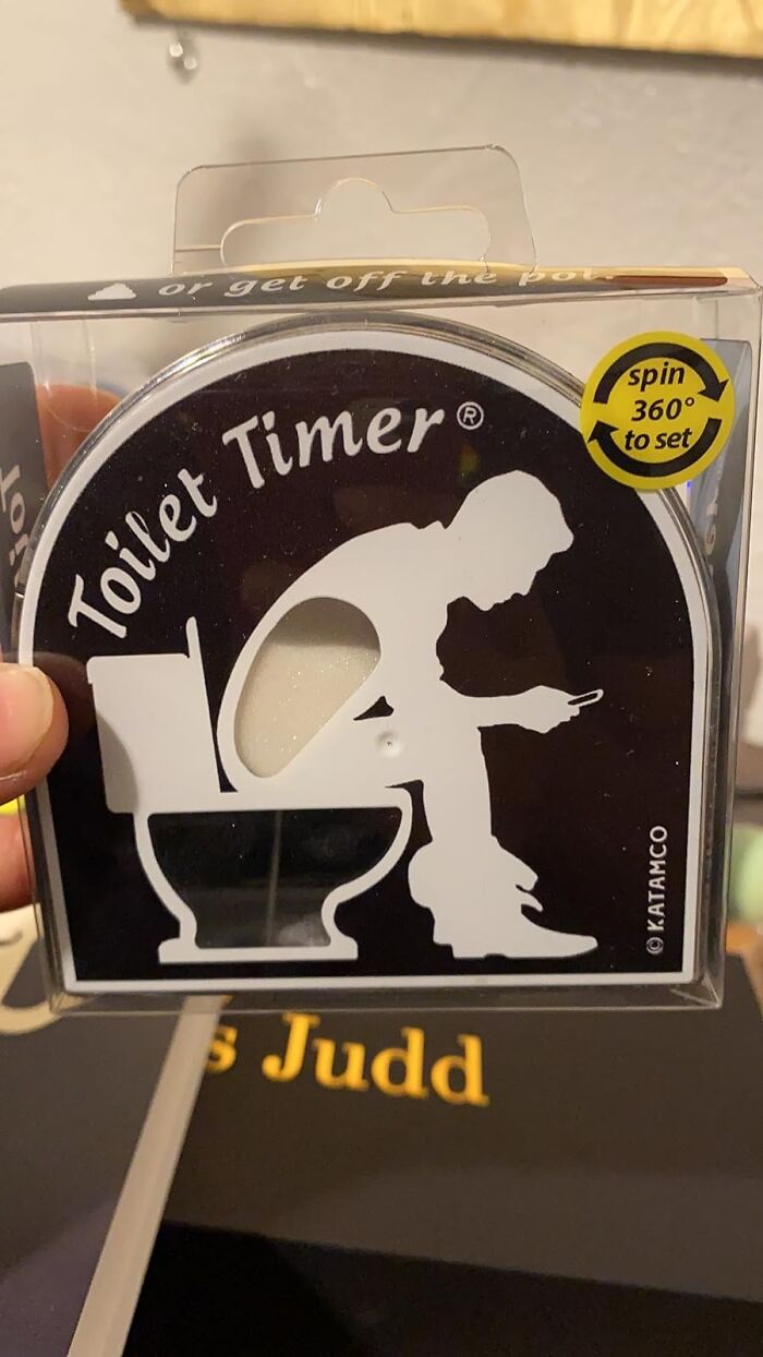 Finally! A Solution For Everyone Who Spends Too Long Contemplating Their Existence On The Toilet. The Toilet Timer, Our Answer To The Age-Old Bathroom-Hogger Issue. Because Nothing Makes You Hurry Like A Ticking Poop!