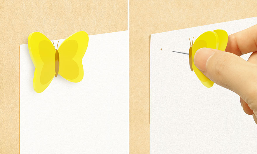 I Came Up With A Thumbtack That Can Be Removed Like Catching A Butterfly. When Not In Use, You Can Manage It Like A Specimen