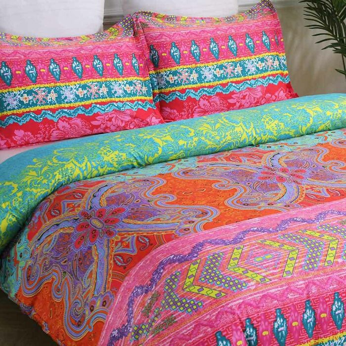 Colorful vibrant boho bedding