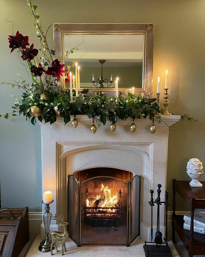 Dining Room Festive Fireplace