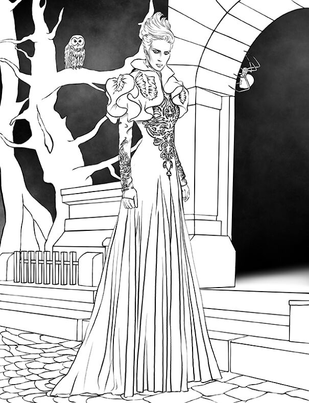 It Took Me 70 Days To Create These Stunning Gothic Outfits For A Coloring Book (10 Pics)
