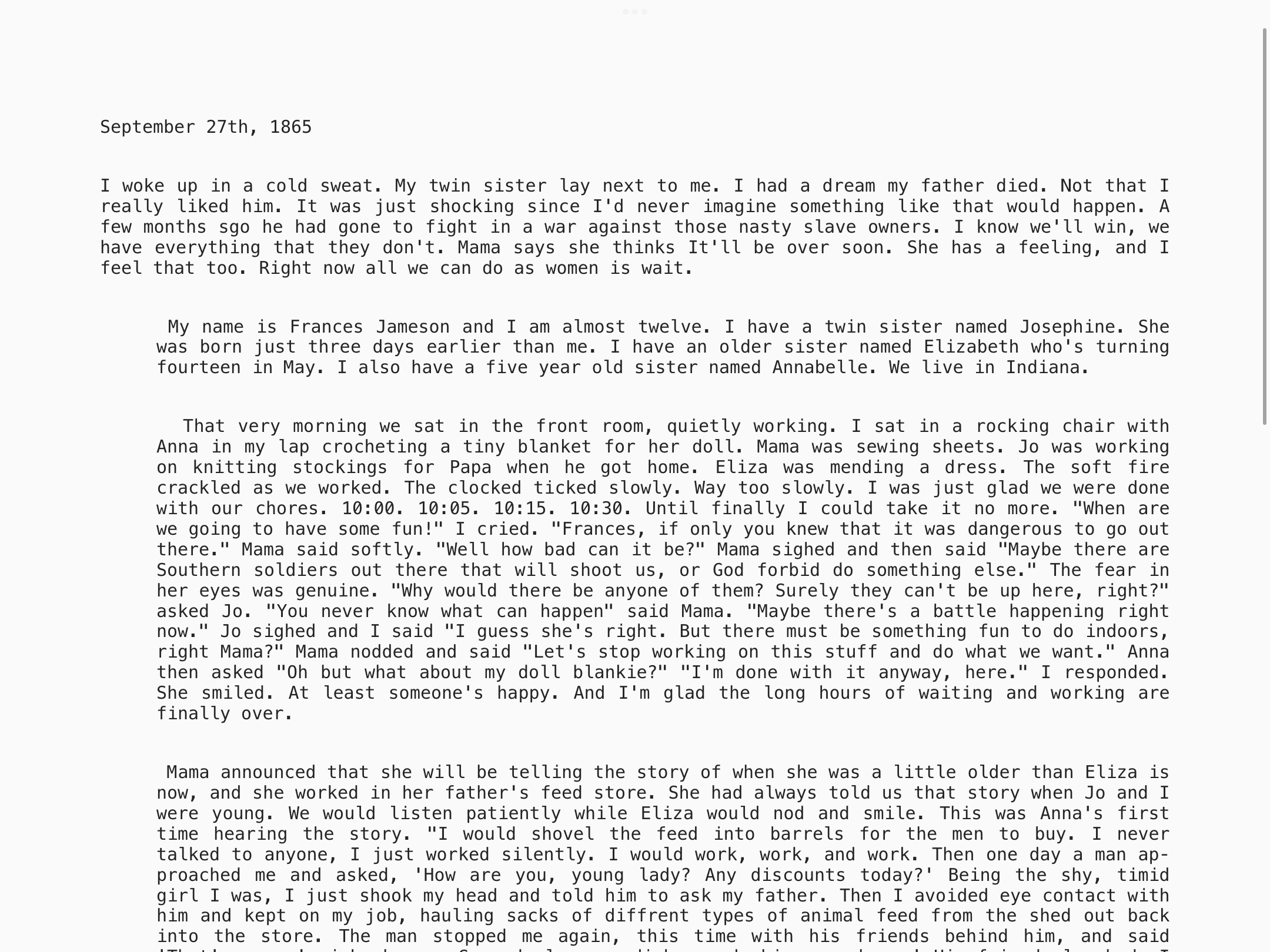 Chapter One Of My Shitty Novel!