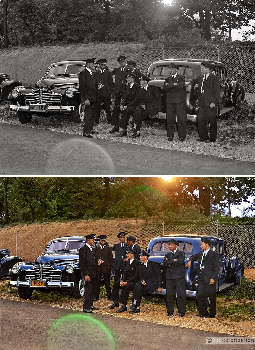 Chauffeurs And Limousines For The Garden Party At The New Zealand Legation, Washington, D.C., May 1942