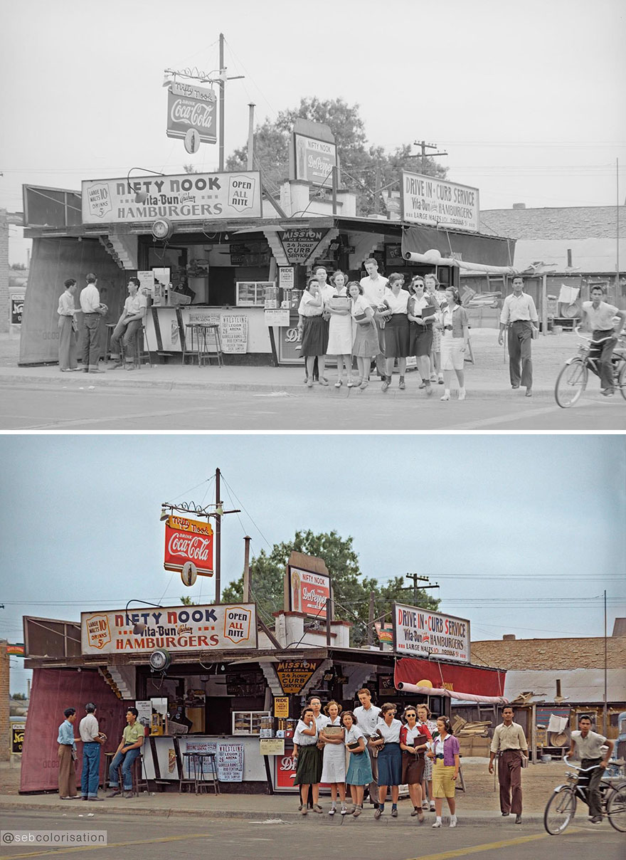 High School Students Crossing The Street, Phoenix, Arizona, May 1940