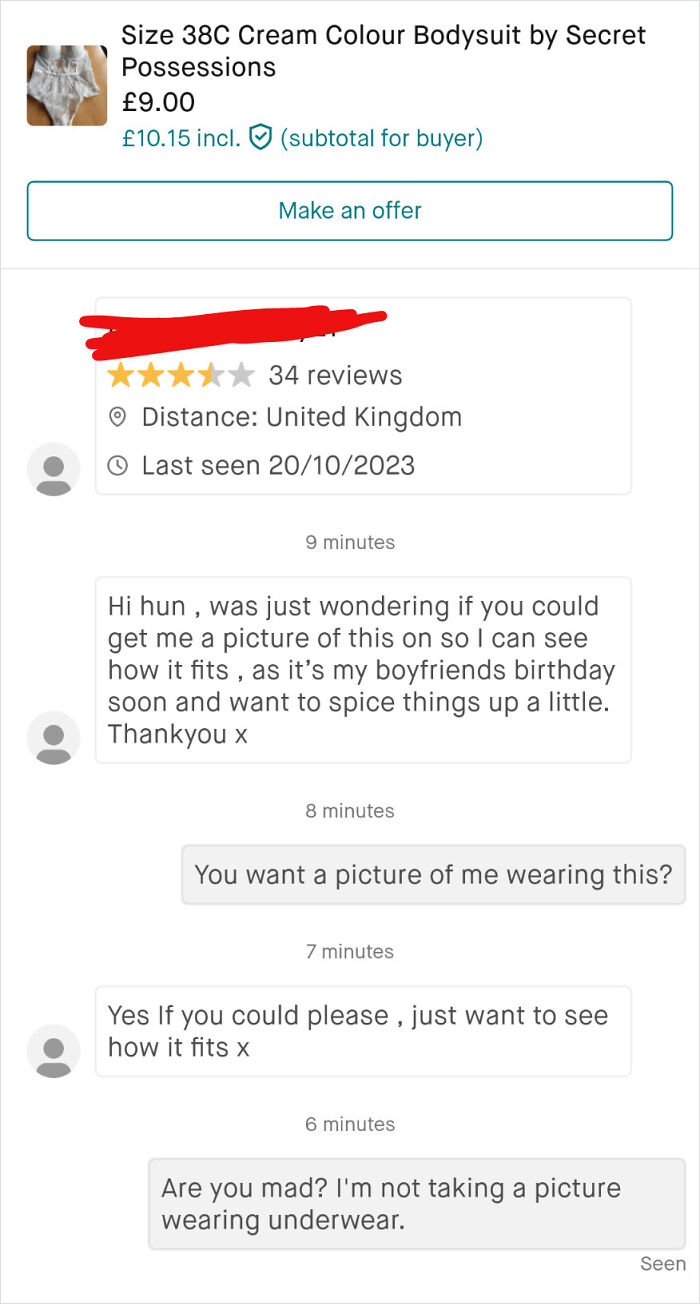 Asking For Underwear Pics (No Personal Info)