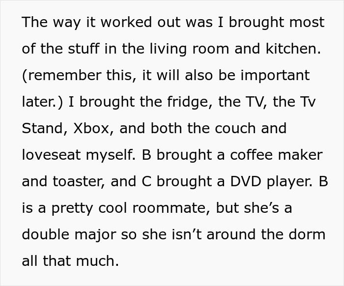 College Student Does Exactly As Told After Roommates Demand They Keep Their Stuff In Their Room