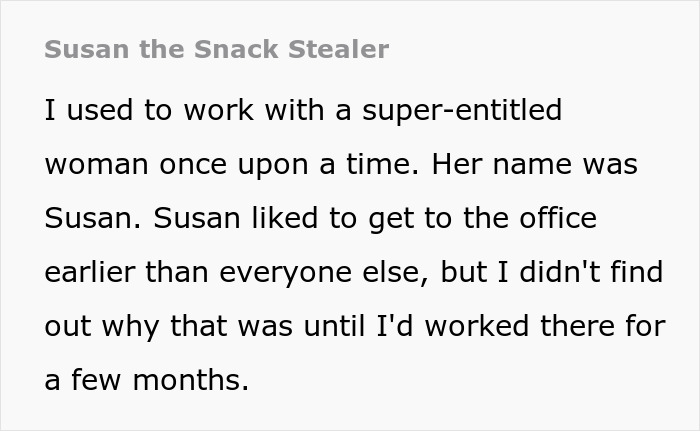 Woman, Notorious For Stealing Workers’ Snacks, Gets Brutally Shamed At Work Party
