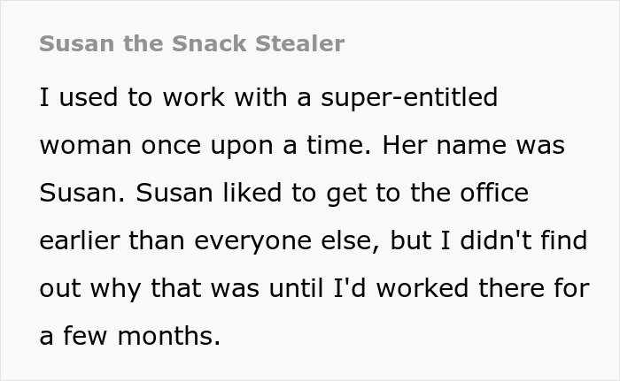 Woman, Notorious For Stealing Workers’ Snacks, Gets Brutally Shamed At Work Party Woman, Notorious For Stealing Workers’ Snacks, Gets Brutally Shamed At Work Party