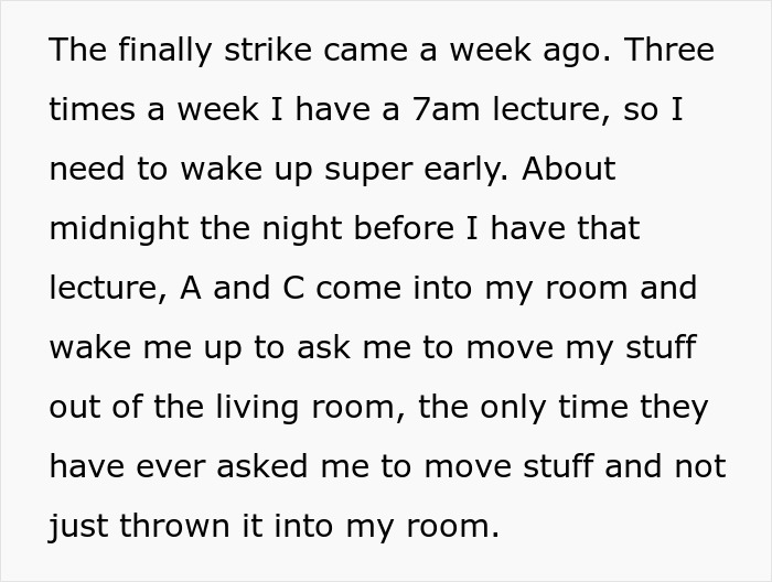 College Student Does Exactly As Told After Roommates Demand They Keep Their Stuff In Their Room