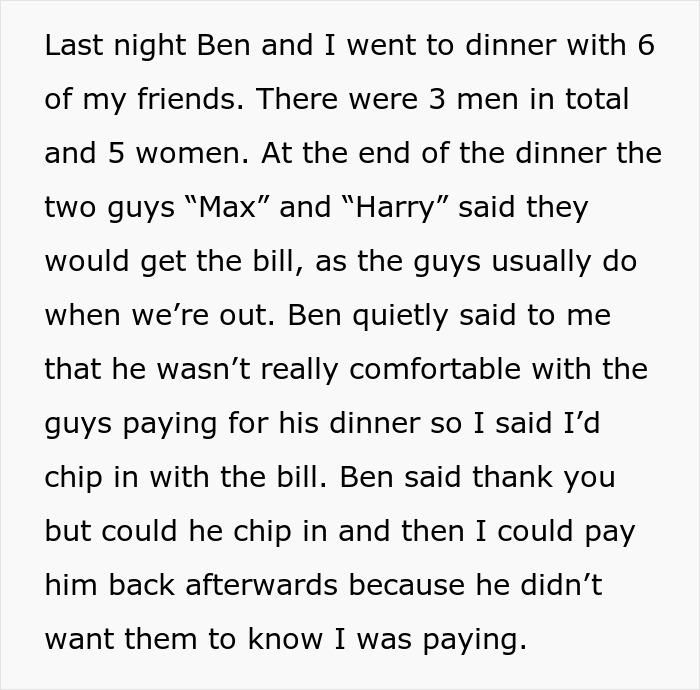 Woman Refuses To Let BF Pretend He Paid For Dinner To 'Save Face', Asks If She Was Wrong