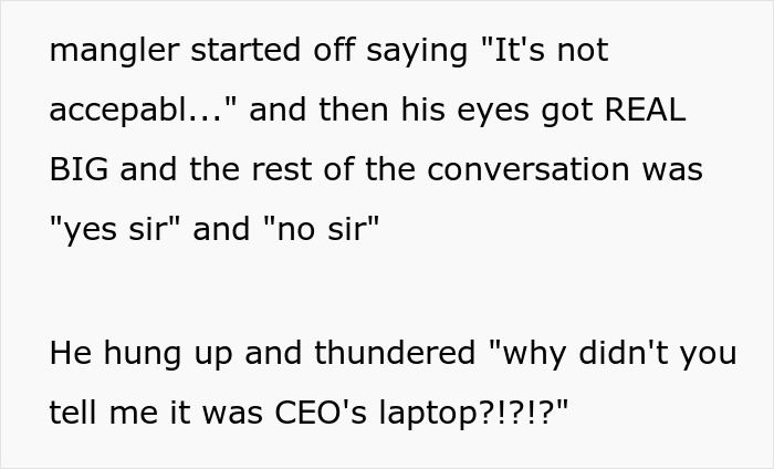 Manager Demands To Speak With The Owner Of The Laptop IT Guy Is Working On, The CEO Answers Manager Demands To Speak With The Owner Of The Laptop IT Guy Is Working On, The CEO Answers