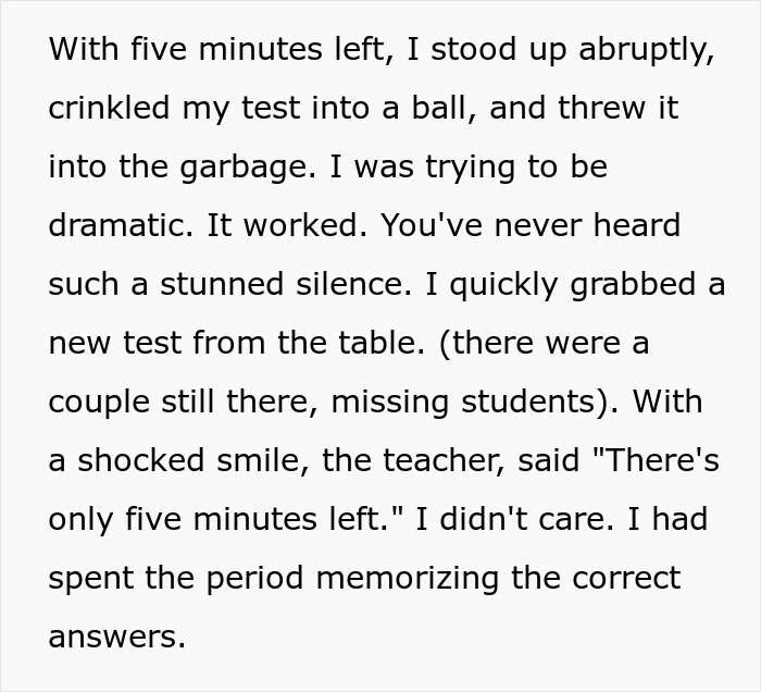 "With 5 Minutes Left, I Grabbed A New Test": Student Gets Revenge On Cheating Classmates "With 5 Minutes Left, I Grabbed A New Test": Student Gets Revenge On Cheating Classmates