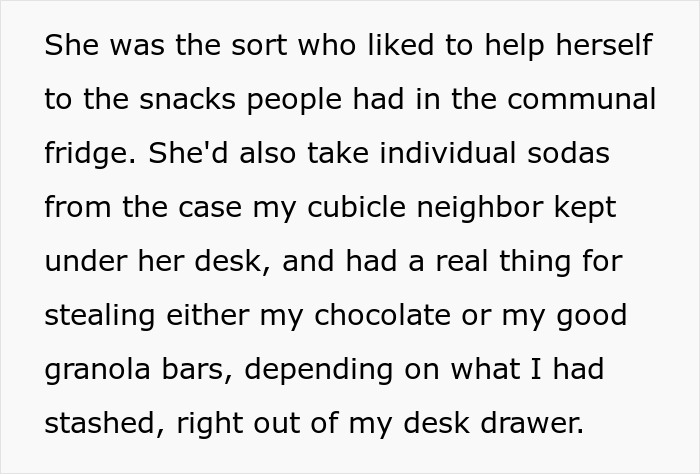 Woman, Notorious For Stealing Workers’ Snacks, Gets Brutally Shamed At Work Party
