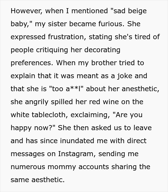 Woman Doesn’t Understand Why Her Sister Got So Heated Over Her Calling Her Kid A “Sad Beige Baby” Woman Doesn’t Understand Why Her Sister Got So Heated Over Her Calling Her Kid A “Sad Beige Baby”
