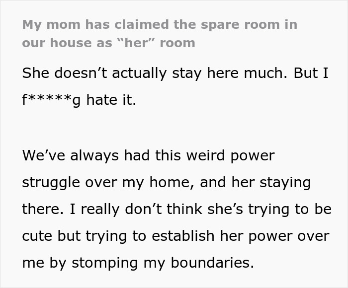 “It Is My Room”: Mom Refuses To Accept That Daughter’s Guest Room Is Not Just Hers “It Is My Room”: Mom Refuses To Accept That Daughter’s Guest Room Is Not Just Hers