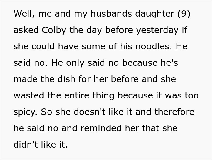 Stepdad Eats All Of 12 Y.O.’s Imported Noodles Without Permission To Make A Point, Mom Loses It Stepdad Eats All Of 12 Y.O.’s Imported Noodles Without Permission To Make A Point, Mom Loses It