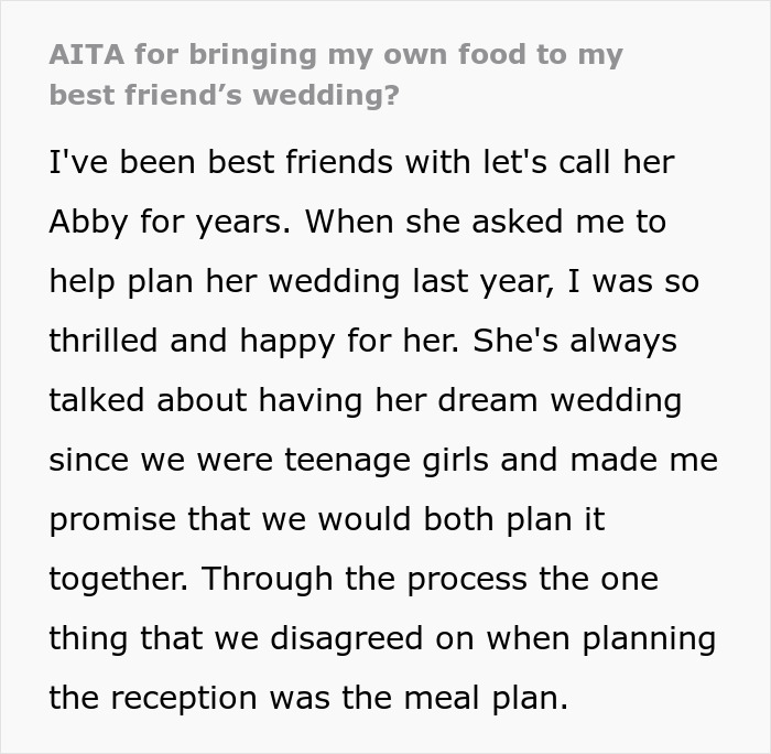 Bride Weeps At Reception As Her Vegetarian Friend Brought Her Own Food When She Wasn’t Catered For Bride Weeps At Reception As Her Vegetarian Friend Brought Her Own Food When She Wasn’t Catered For