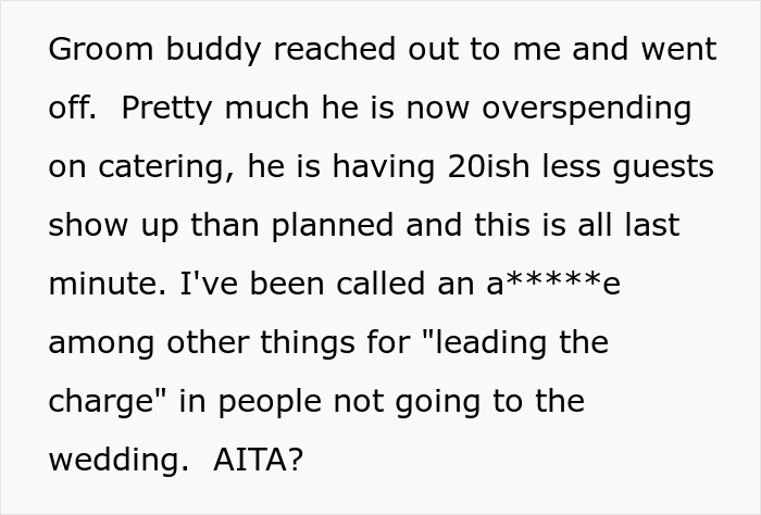 “Am I The Jerk For Last Minute Declining To Go To A Friend’s Dry Wedding On New Year’s Eve?” “Am I The Jerk For Last Minute Declining To Go To A Friend’s Dry Wedding On New Year’s Eve?”