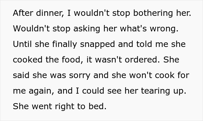 “Borderline Gross”: Wife Goes To Bed In Tears After Husband Mistakes Home Cooking For Takeout