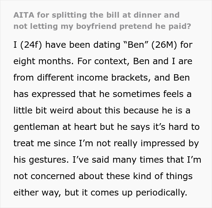 Woman Refuses To Let BF Pretend He Paid For Dinner To 'Save Face', Asks If She Was Wrong Woman Refuses To Let BF Pretend He Paid For Dinner To 'Save Face', Asks If She Was Wrong