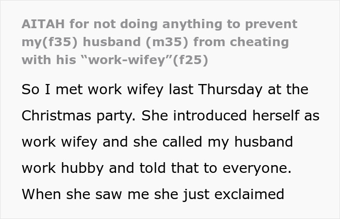 "She Warned Him": Wife Ignores Husband's "Work Wifey" Until She Crosses A Line 